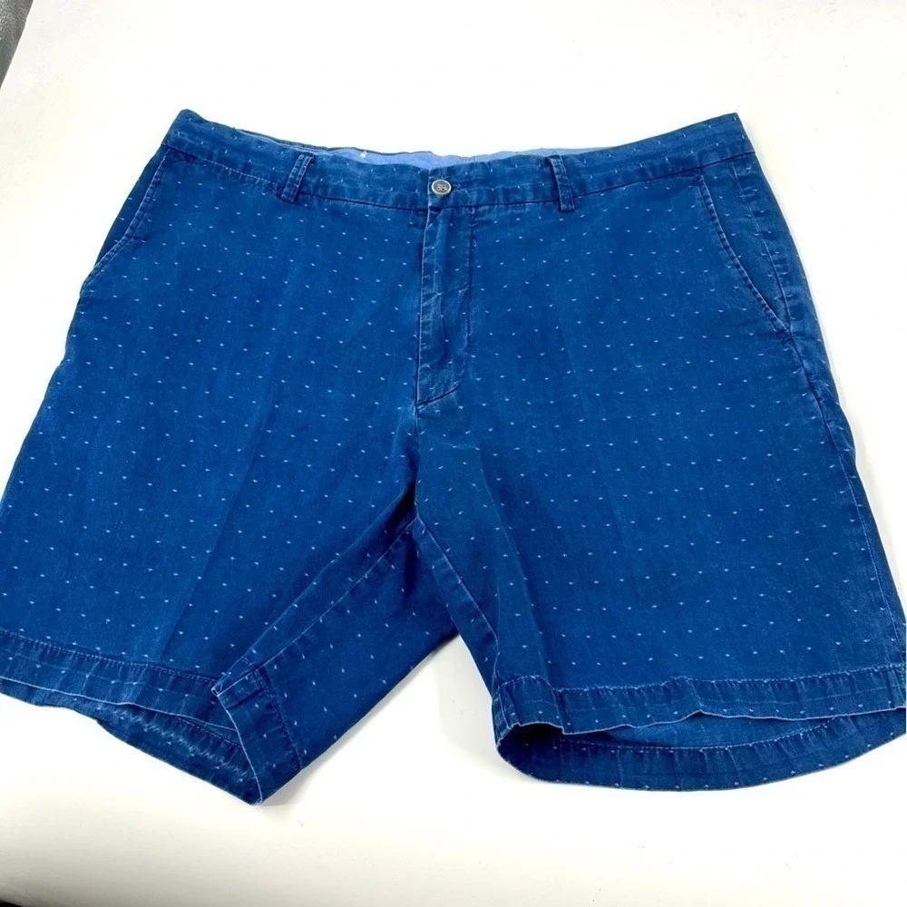 Peter Millar Crown Shop Mens‎ 35 Blue Embroidered Micro Star Chino Shorts